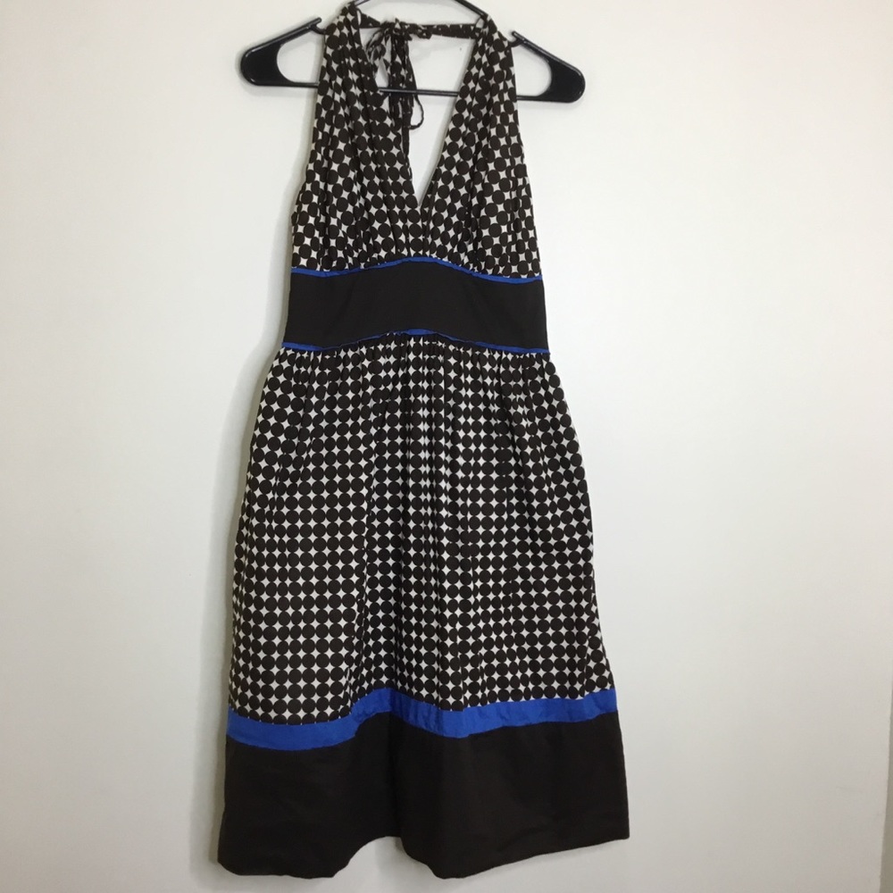 Donna Morgan Women's Brown Polka Dot Halter Dress 8.